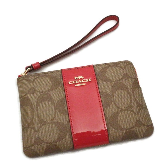 Coach Corner Zip Wristlet, True Red - Picture 2 of 7